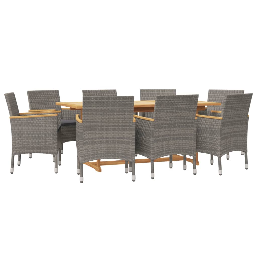 Set da Pranzo per Giardino 9 pz con Cuscini Grigio | homemem39