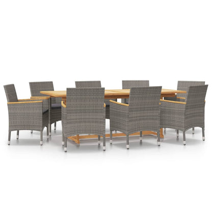 Set da Pranzo per Giardino 9 pz con Cuscini Grigio | homemem39
