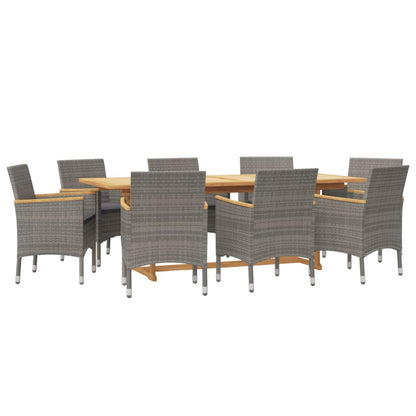Set da Pranzo per Giardino 9 pz con Cuscini Grigio | homemem39