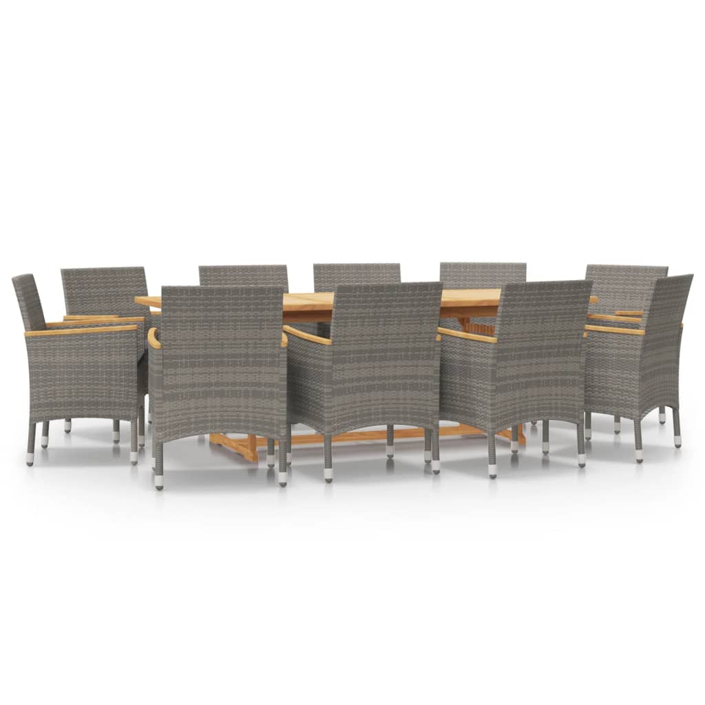 Set da Pranzo per Giardino 11 pz con Cuscini Grigio | homemem39