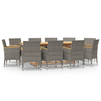 Set da Pranzo per Giardino 11 pz con Cuscini Grigio | homemem39