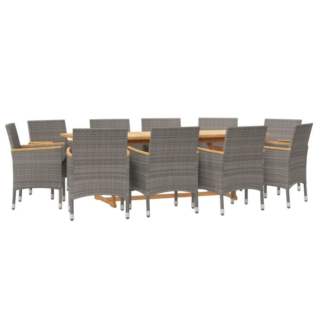 Set da Pranzo per Giardino 11 pz con Cuscini Grigio | homemem39