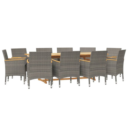 Set da Pranzo per Giardino 11 pz con Cuscini Grigio | homemem39
