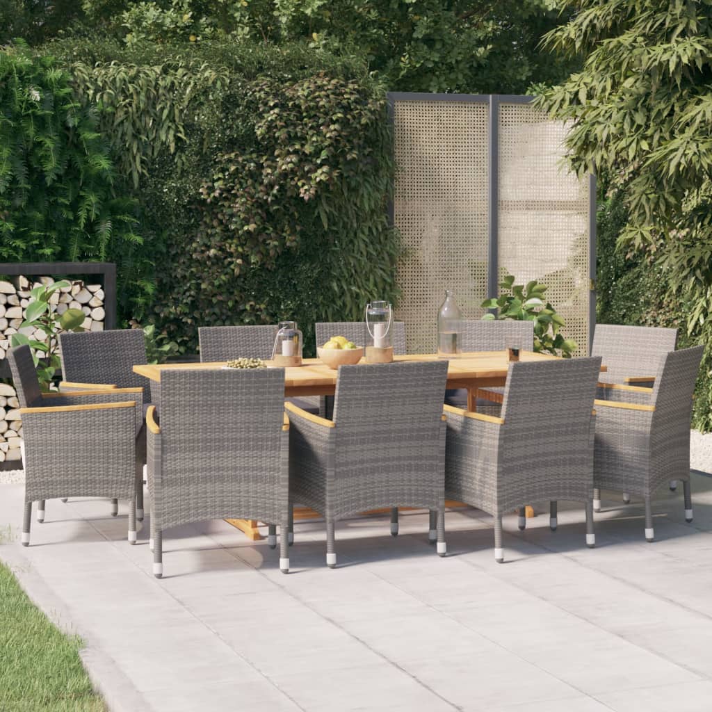 Set da Pranzo per Giardino 11 pz con Cuscini Grigio | homemem39