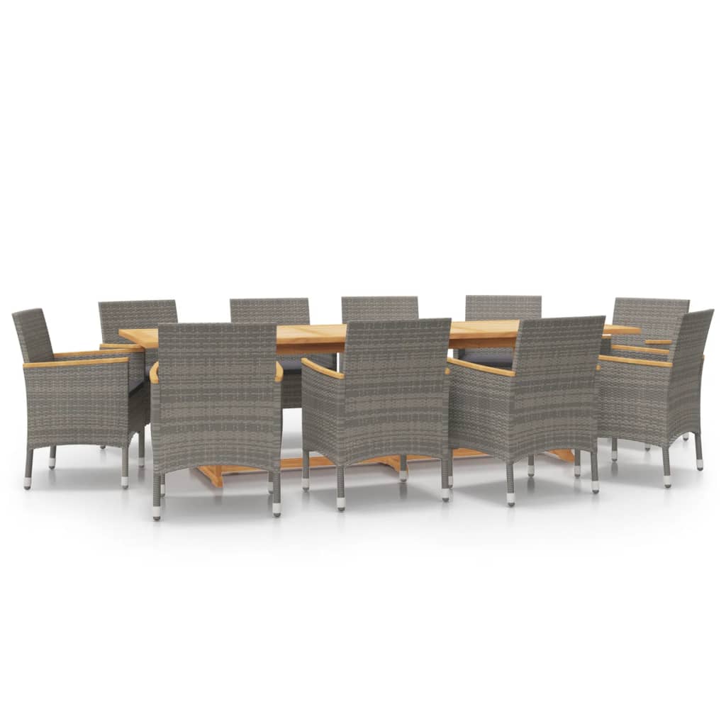 Set da Pranzo per Giardino 11 pz con Cuscini Grigio | homemem39