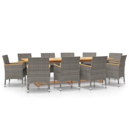 Set da Pranzo per Giardino 11 pz con Cuscini Grigio | homemem39