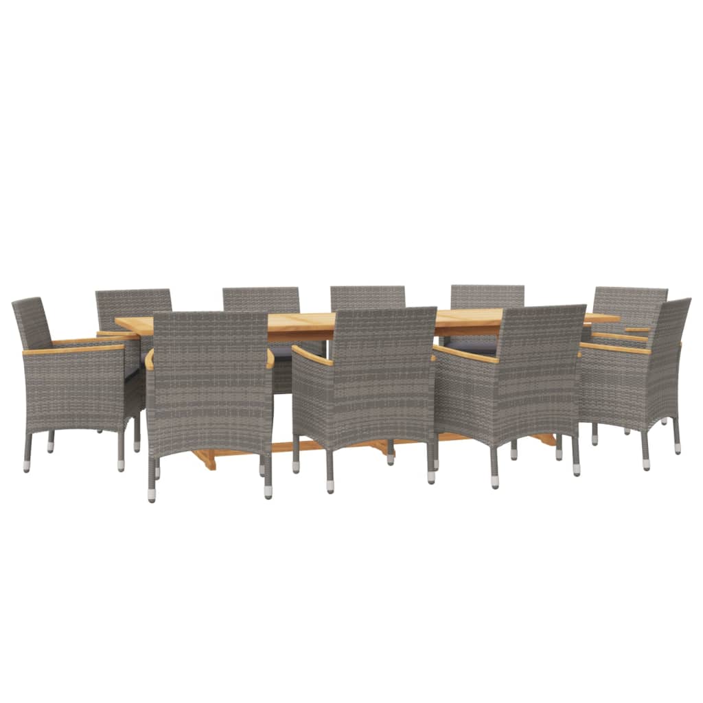Set da Pranzo per Giardino 11 pz con Cuscini Grigio | homemem39