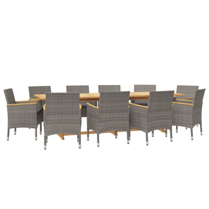 Set da Pranzo per Giardino 11 pz con Cuscini Grigio | homemem39