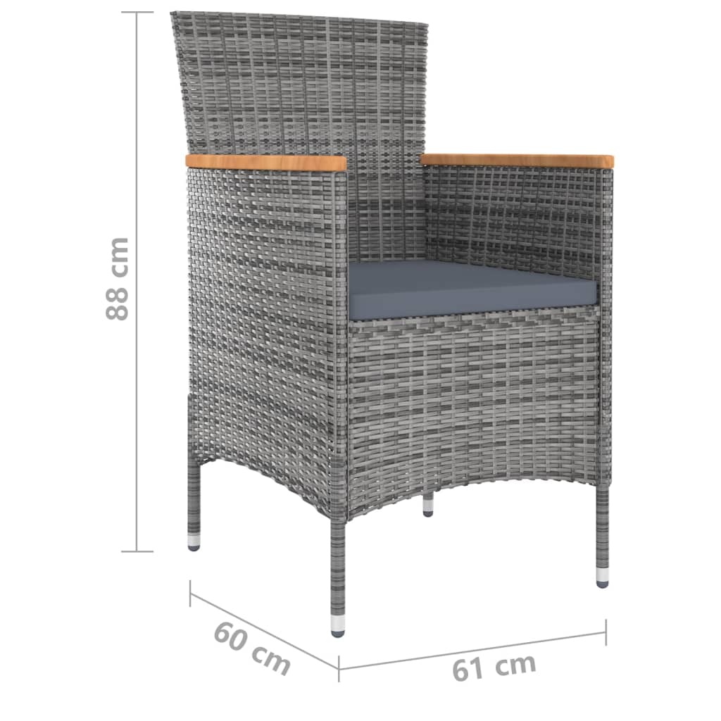 Set da Pranzo per Giardino 11 pz con Cuscini Grigio | homemem39