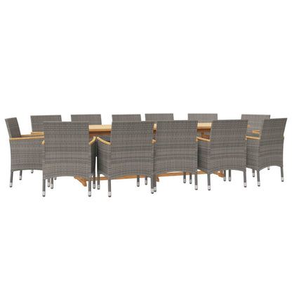 Set da Pranzo per Giardino 13 pz con Cuscini Grigio | homemem39