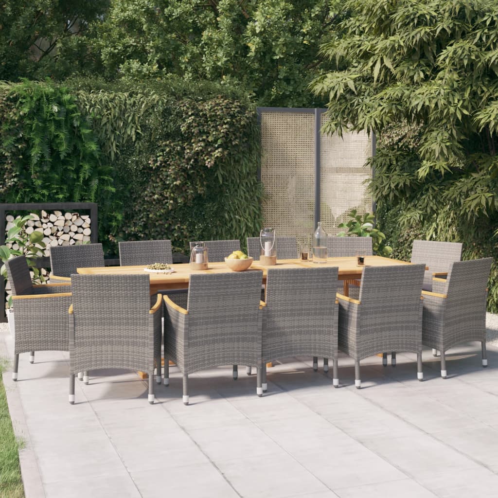 Set da Pranzo per Giardino 13 pz con Cuscini Grigio | homemem39
