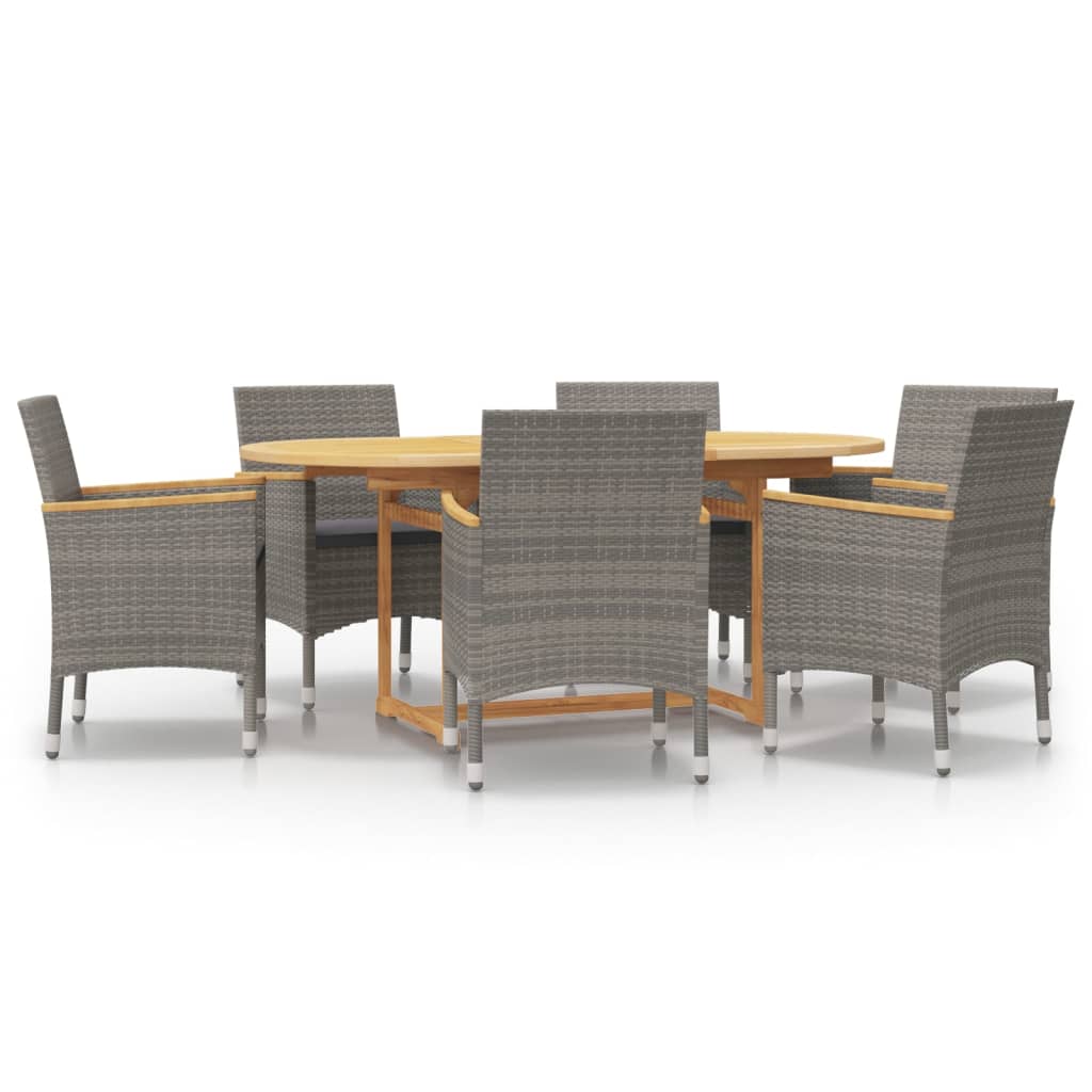 Set da Pranzo per Giardino 7 pz con Cuscini Grigio | homemem39