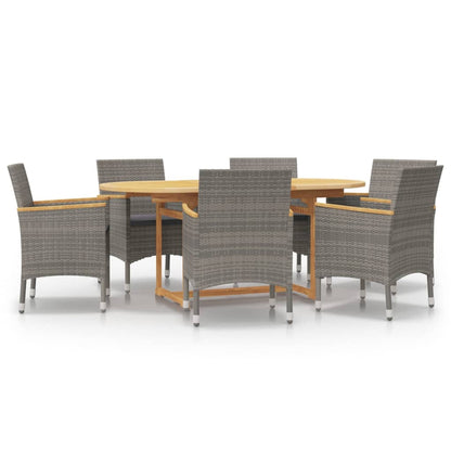 Set da Pranzo per Giardino 7 pz con Cuscini Grigio | homemem39