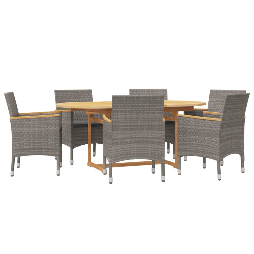 Set da Pranzo per Giardino 7 pz con Cuscini Grigio | homemem39