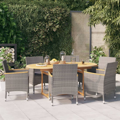 Set da Pranzo per Giardino 7 pz con Cuscini Grigio | homemem39