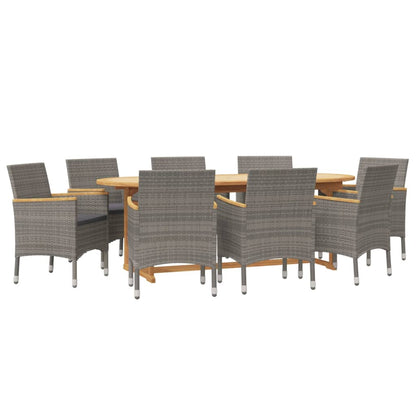 Set da Pranzo per Giardino 9 pz con Cuscini Grigio | homemem39