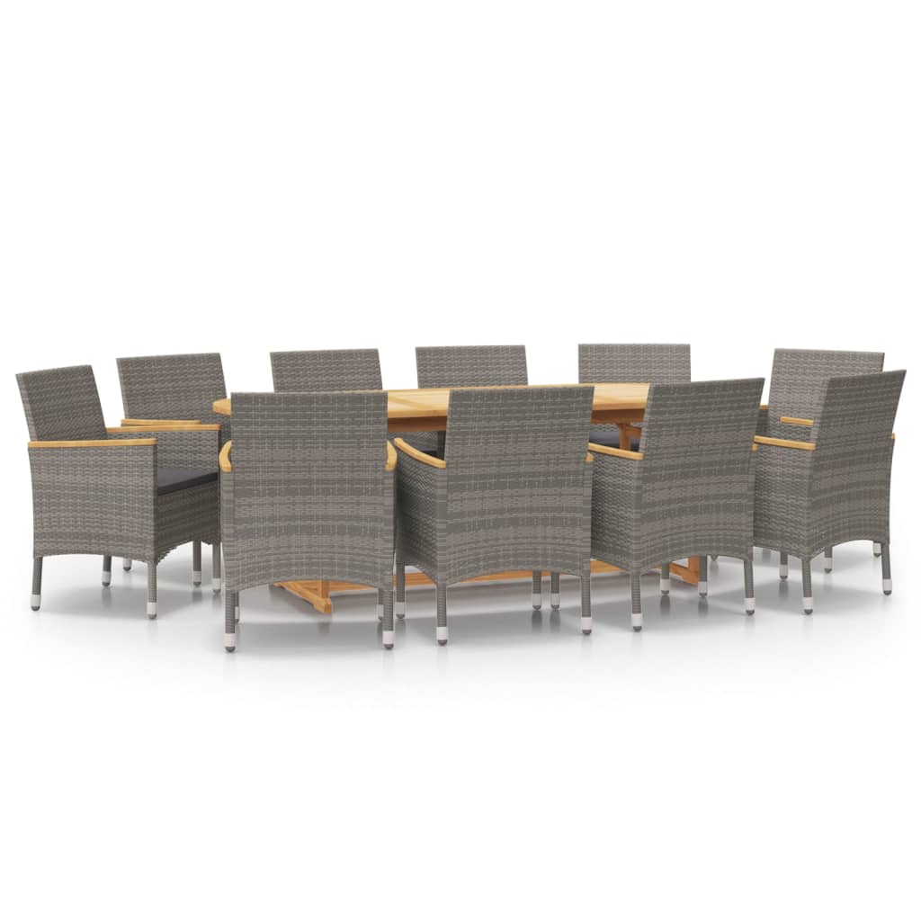 Set da Pranzo per Giardino 11 pz con Cuscini Grigio | homemem39