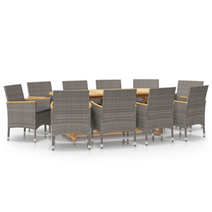 Set da Pranzo per Giardino 11 pz con Cuscini Grigio | homemem39