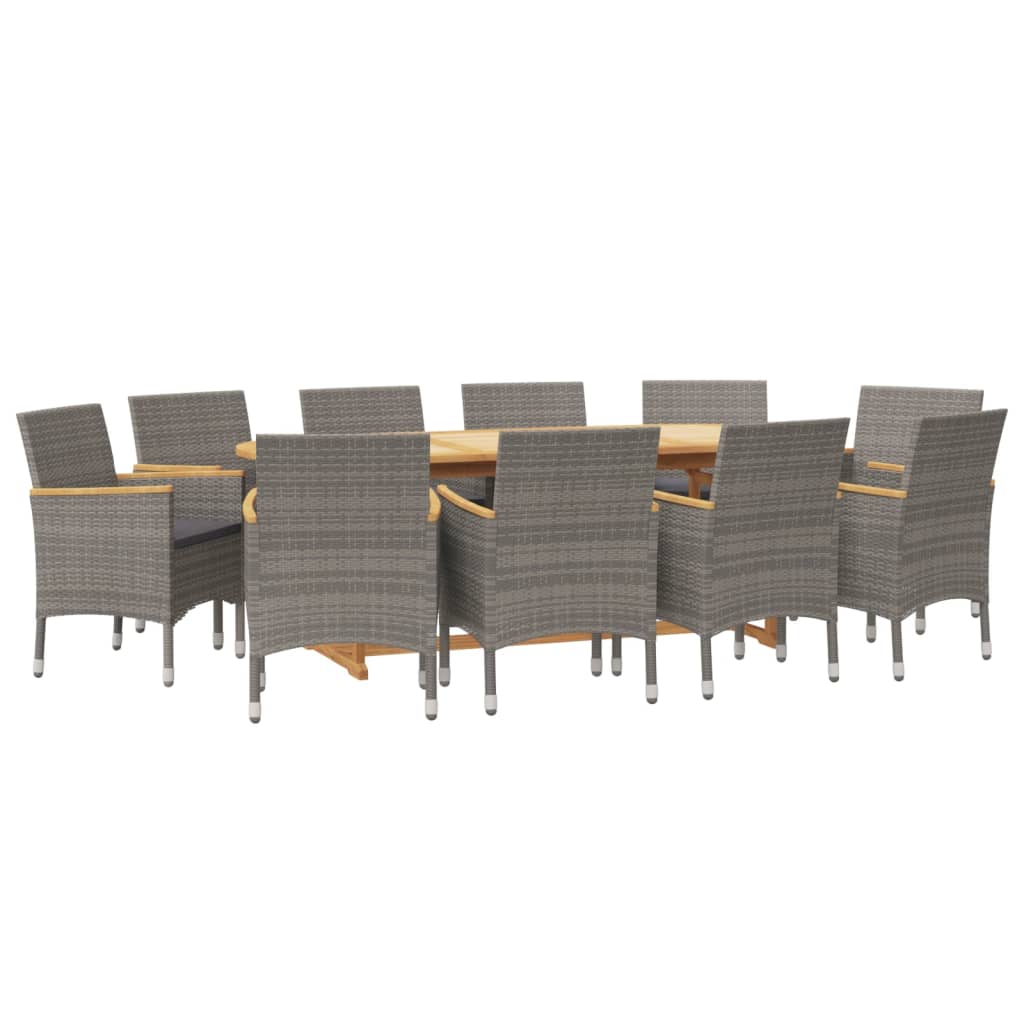Set da Pranzo per Giardino 11 pz con Cuscini Grigio | homemem39