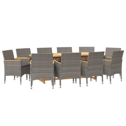 Set da Pranzo per Giardino 11 pz con Cuscini Grigio | homemem39