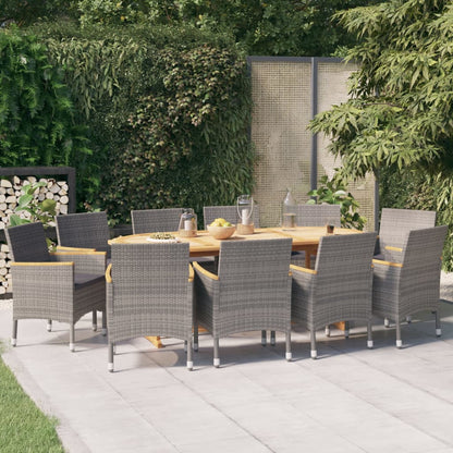 Set da Pranzo per Giardino 11 pz con Cuscini Grigio | homemem39