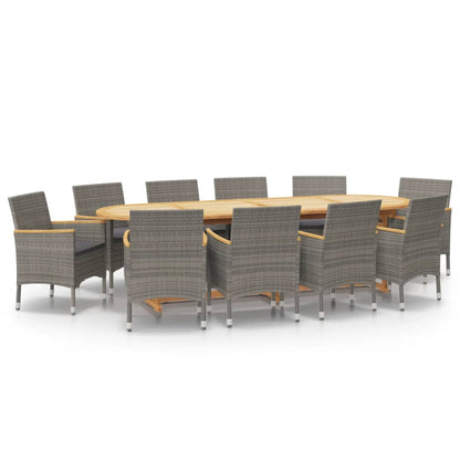 Set da Pranzo per Giardino 11 pz con Cuscini Grigio | homemem39