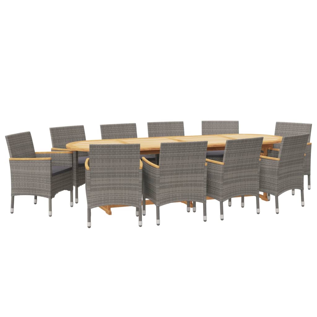 Set da Pranzo per Giardino 11 pz con Cuscini Grigio | homemem39