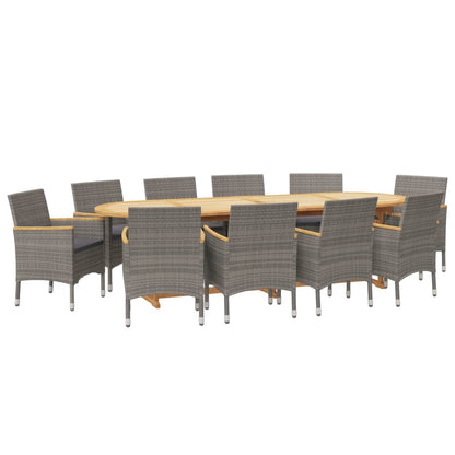 Set da Pranzo per Giardino 11 pz con Cuscini Grigio | homemem39