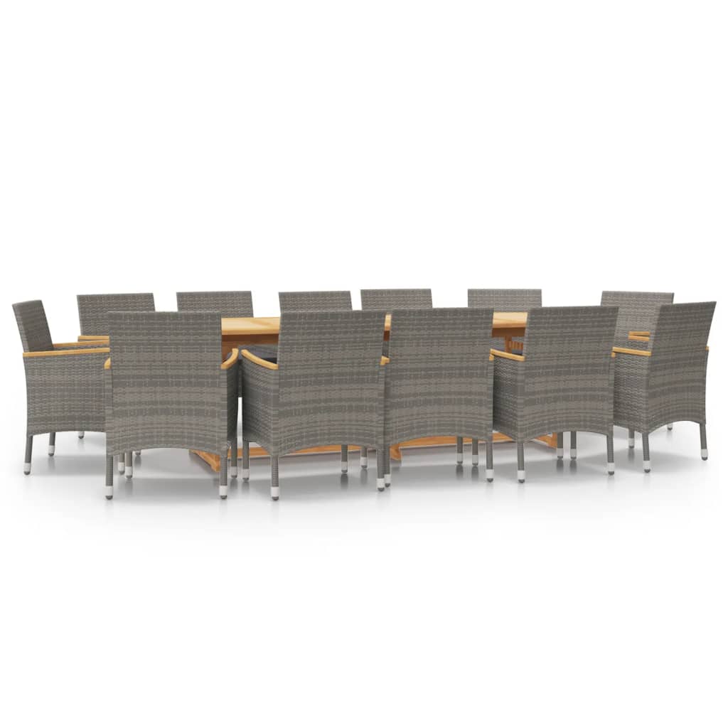 Set da Pranzo per Giardino 13 pz con Cuscini Grigio | homemem39