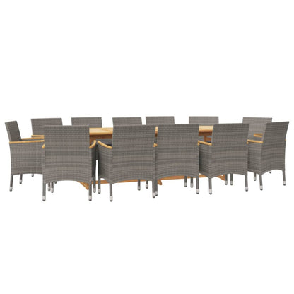 Set da Pranzo per Giardino 13 pz con Cuscini Grigio | homemem39