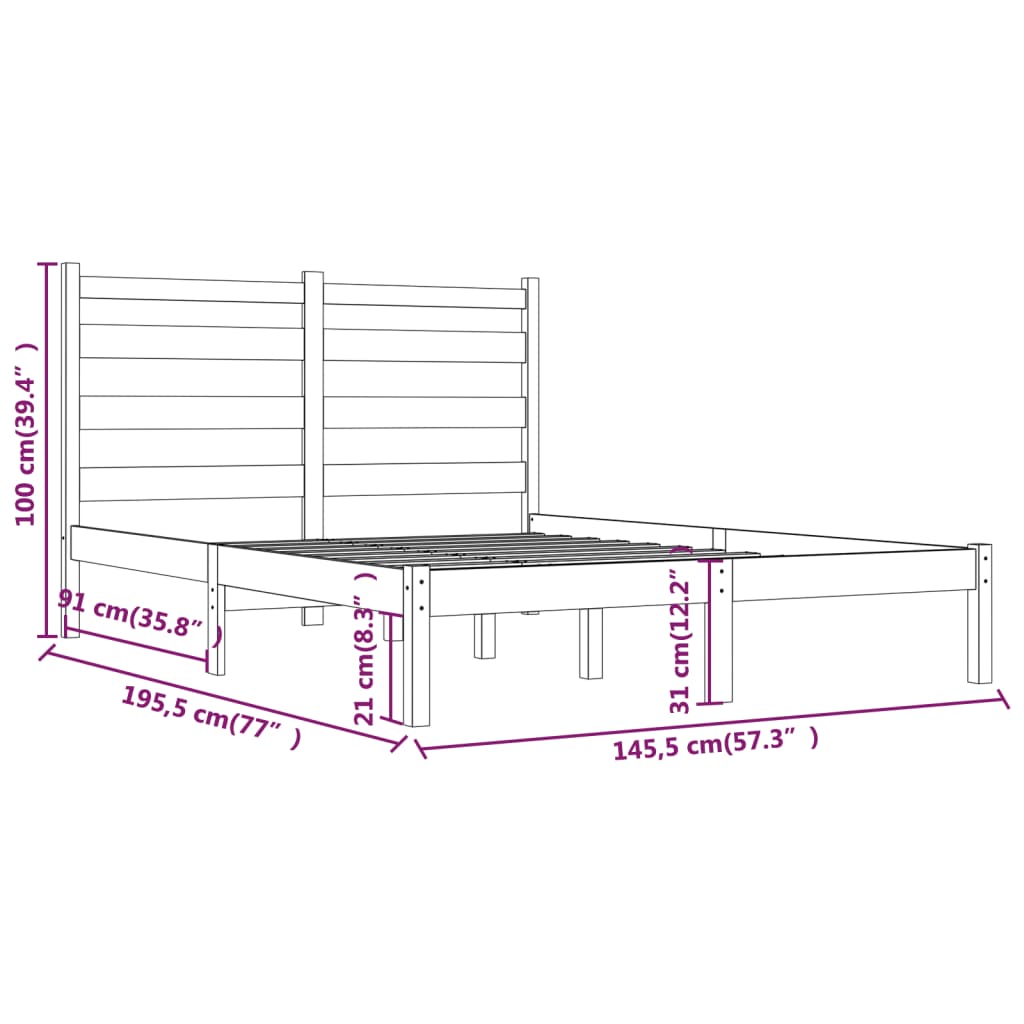Giroletto Nero in Legno Massello di Pino 140x190 cm | homemem39