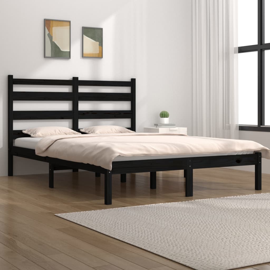 Giroletto Nero in Legno Massello di Pino 140x190 cm | homemem39