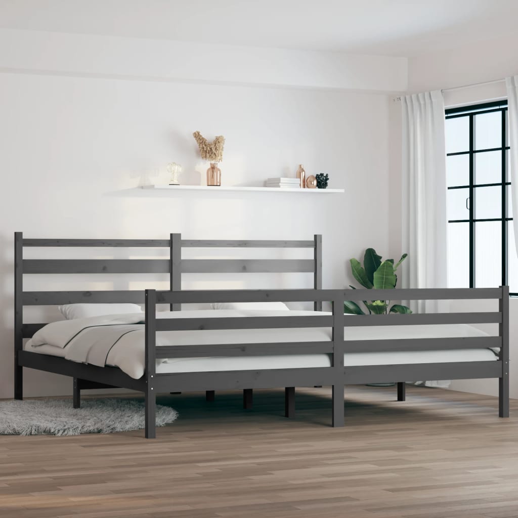 Giroletto in Legno Massello di Pino 200x200 cm Grigio | homemem39