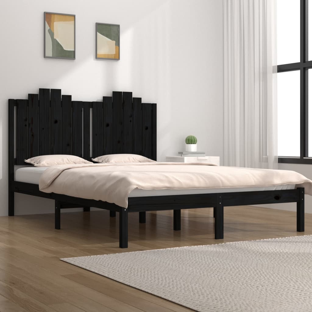 Giroletto Nero in Legno Massello di Pino 200x200 cm | homemem39