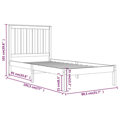 Giroletto in Legno Massello Grigio 75x190 cm Small Single | homemem39