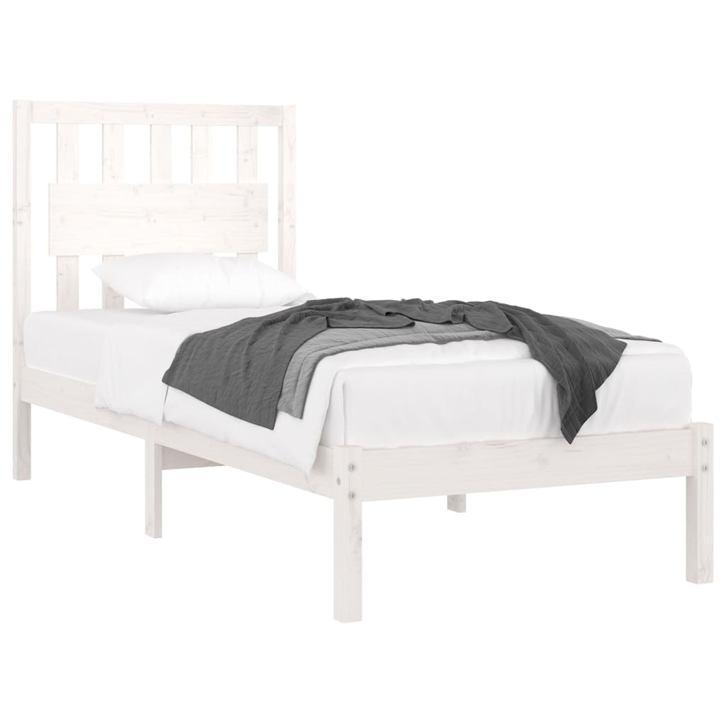 Giroletto Bianco in Legno Massello di Pino 90x190 cm Single | homemem39