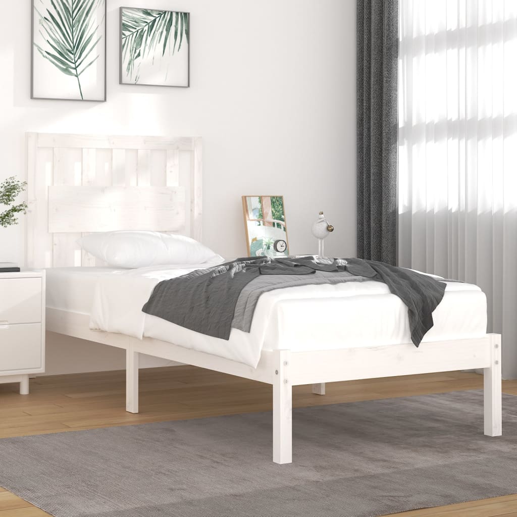 Giroletto Bianco in Legno Massello di Pino 90x190 cm Single | homemem39