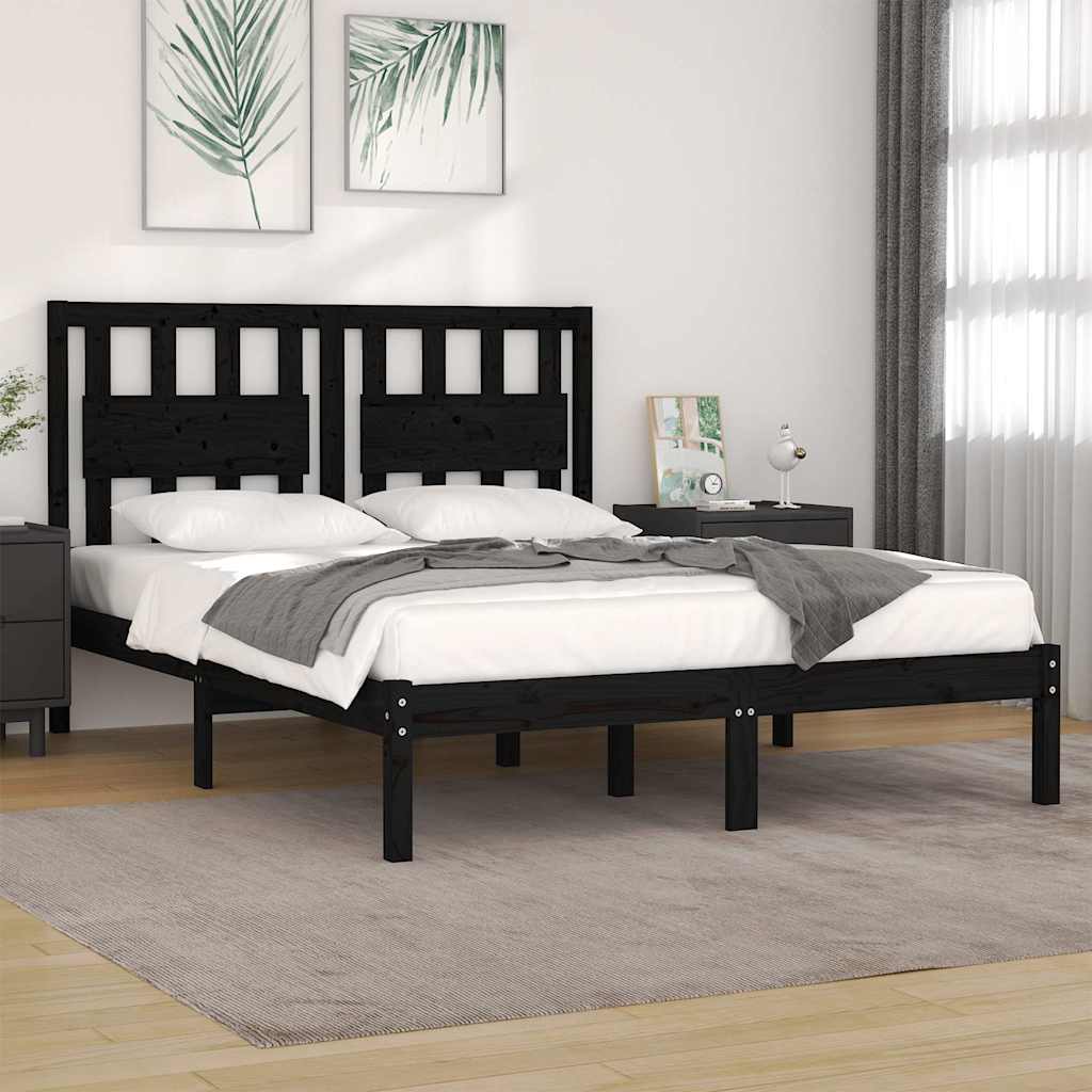 Giroletto Nero in Legno Massello di Pino 200x200 cm | homemem39