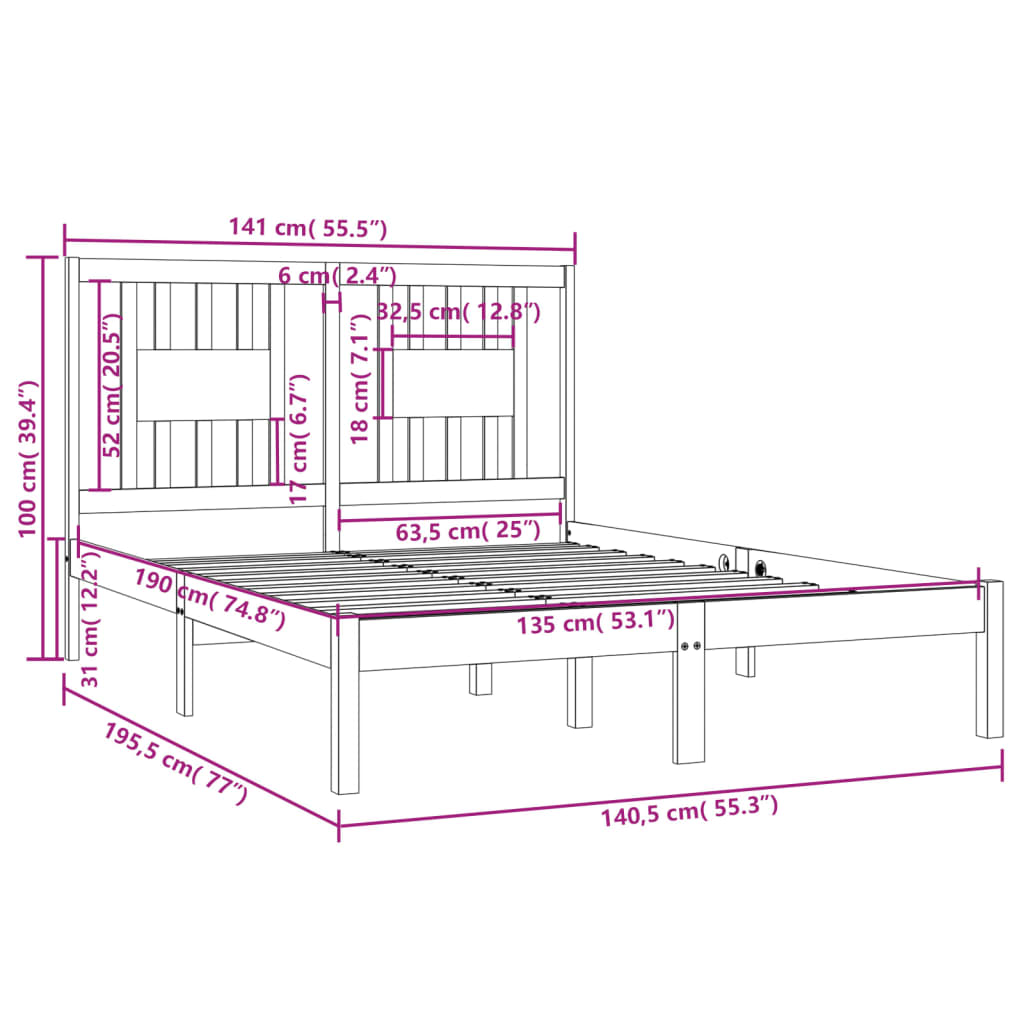 Giroletto in Legno Massello 135x190 cm Double | homemem39