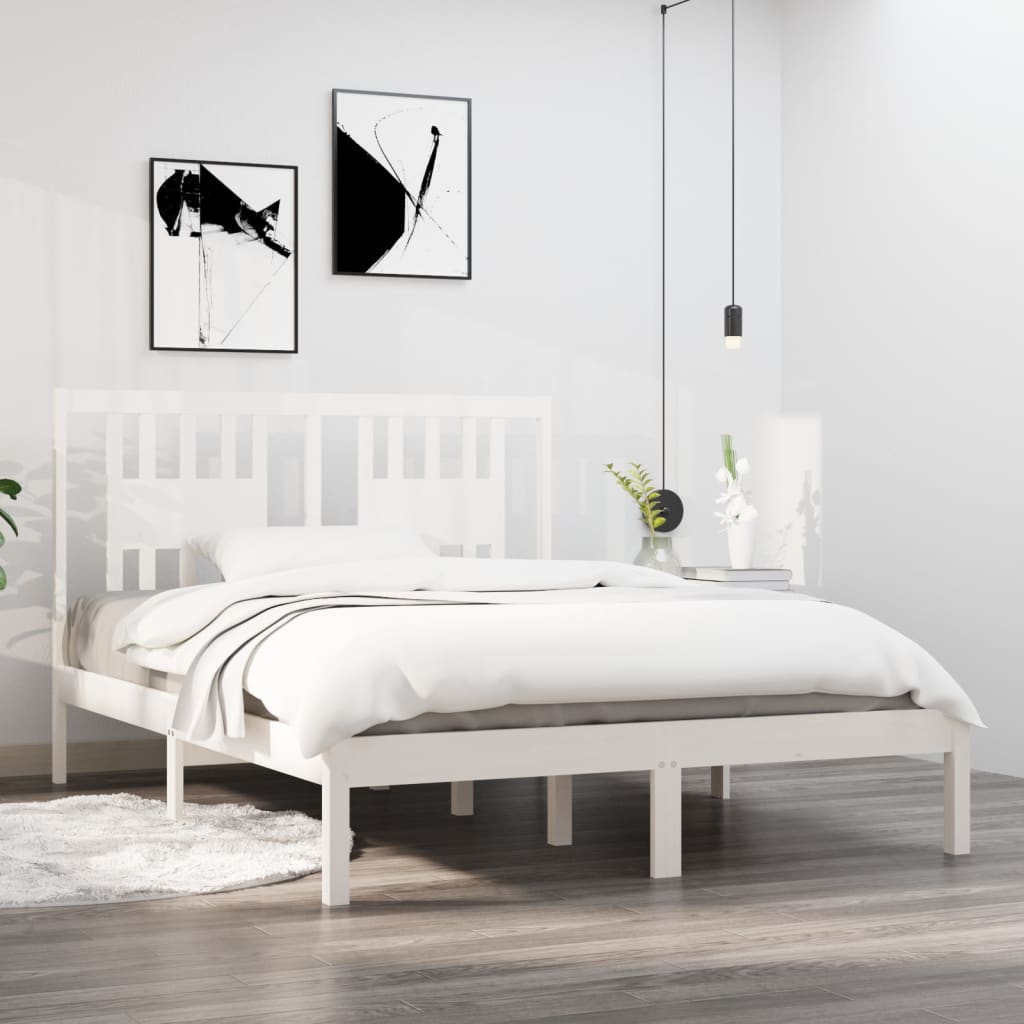 Giroletto Bianco in Legno Massello di Pino 140x190 cm | homemem39