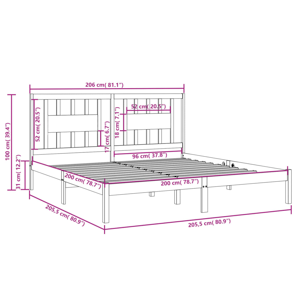 Giroletto Grigio in Legno Massello di Pino 200x200 cm | homemem39