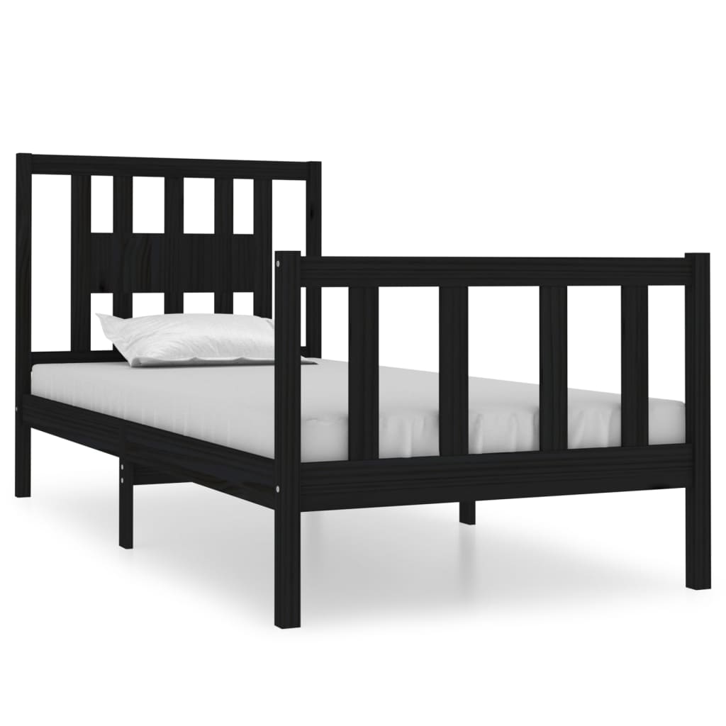 Giroletto in Legno Massello Nero 75x190 cm Small Single | homemem39