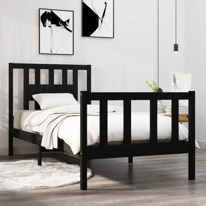 Giroletto in Legno Massello Nero 75x190 cm Small Single | homemem39