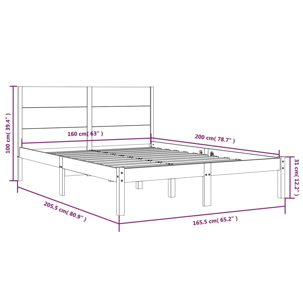 Giroletto senza Materasso 160x200 cm in Legno Massello di Pino | homemem39