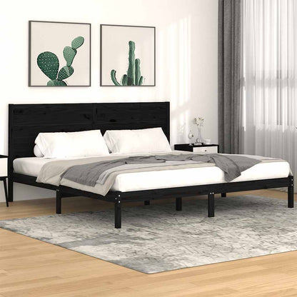 Giroletto Nero in Legno Massello di Pino 200x200 cm | homemem39