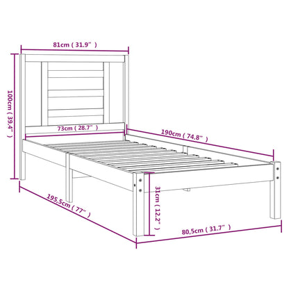 Giroletto Bianco in Legno Massello 75x190 cm Small Single | homemem39