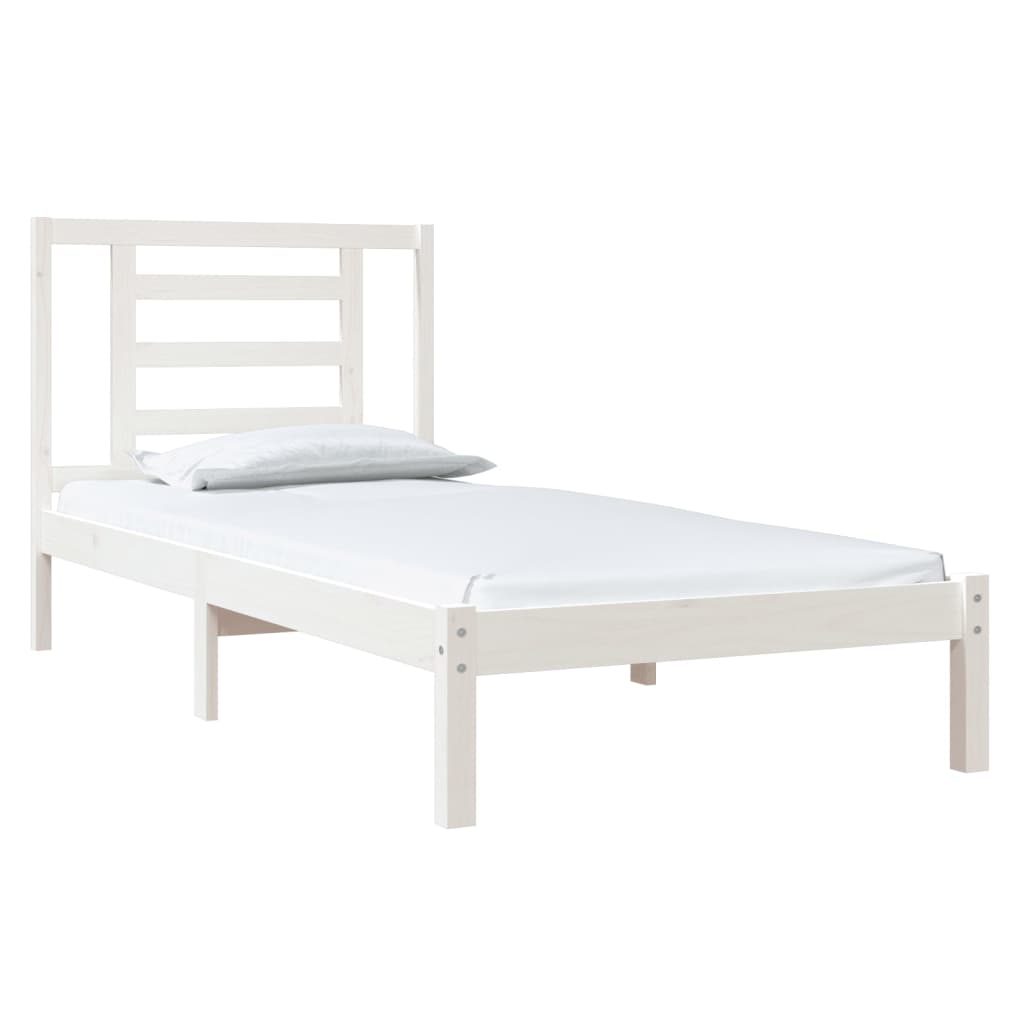 Letto senza Materasso Bianco 90x190 cm in Legno Massello Pino | homemem39