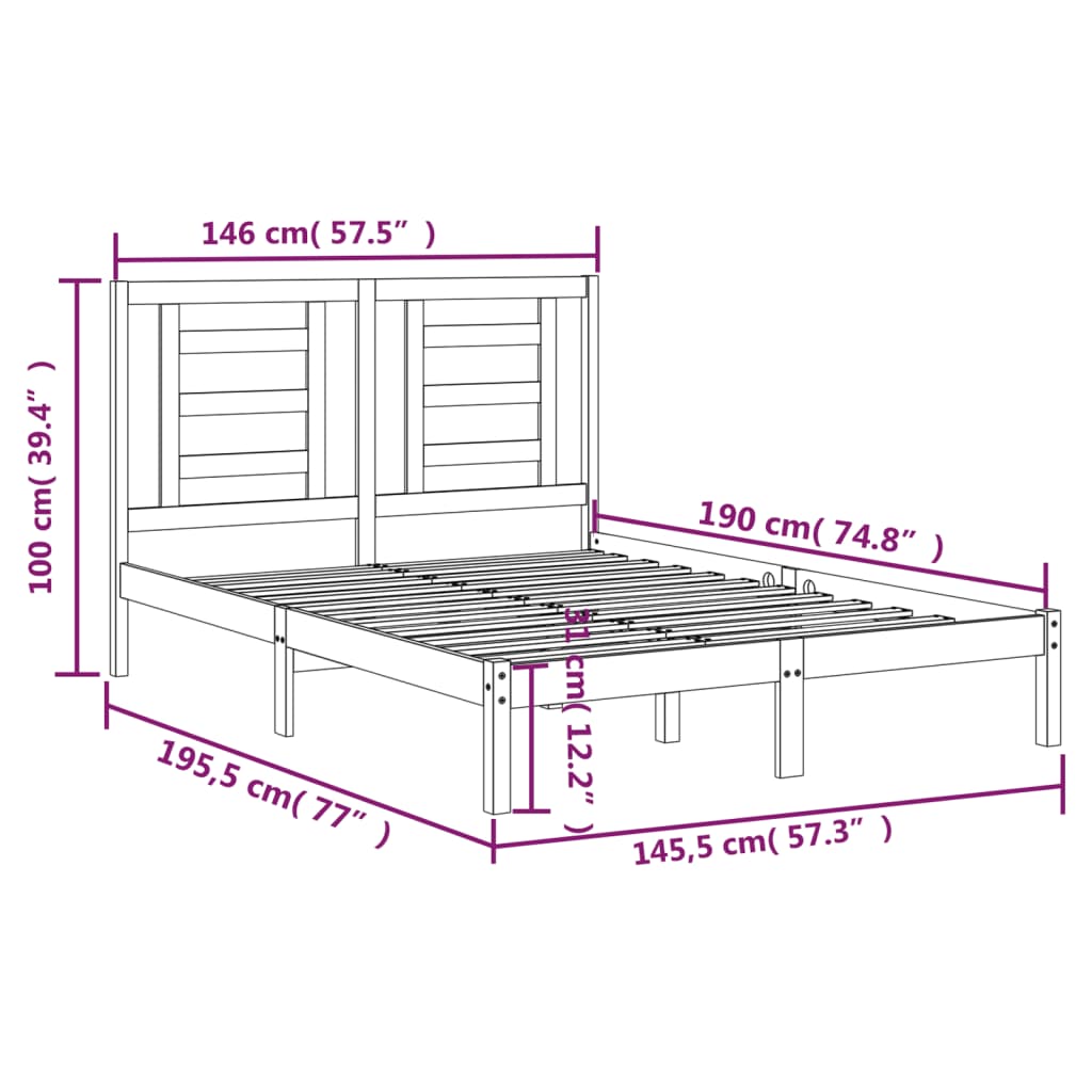 Letto senza Materasso Bianco 140x190 cm Legno Massello di Pino | homemem39