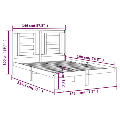 Letto senza Materasso Bianco 140x190 cm Legno Massello di Pino | homemem39