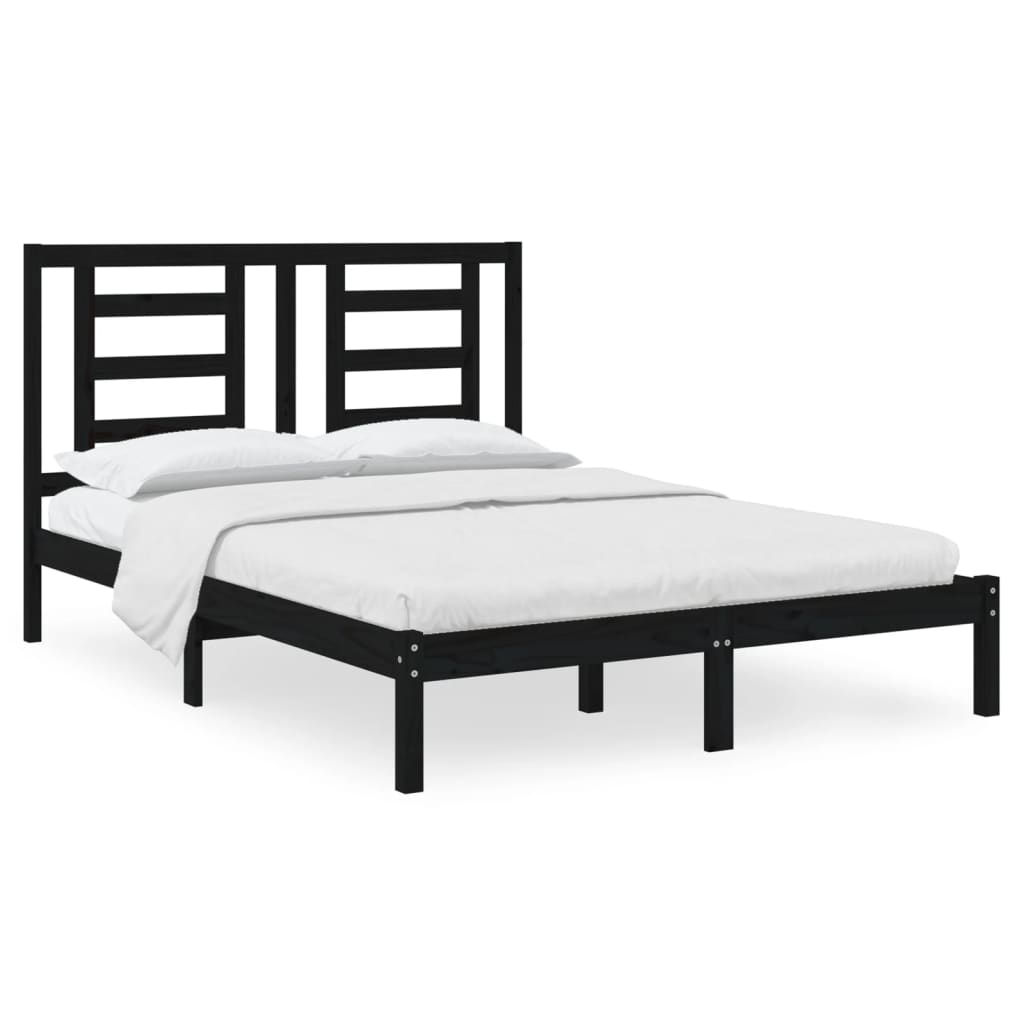 Giroletto Nero in Legno Massello di Pino 140x190 cm | homemem39